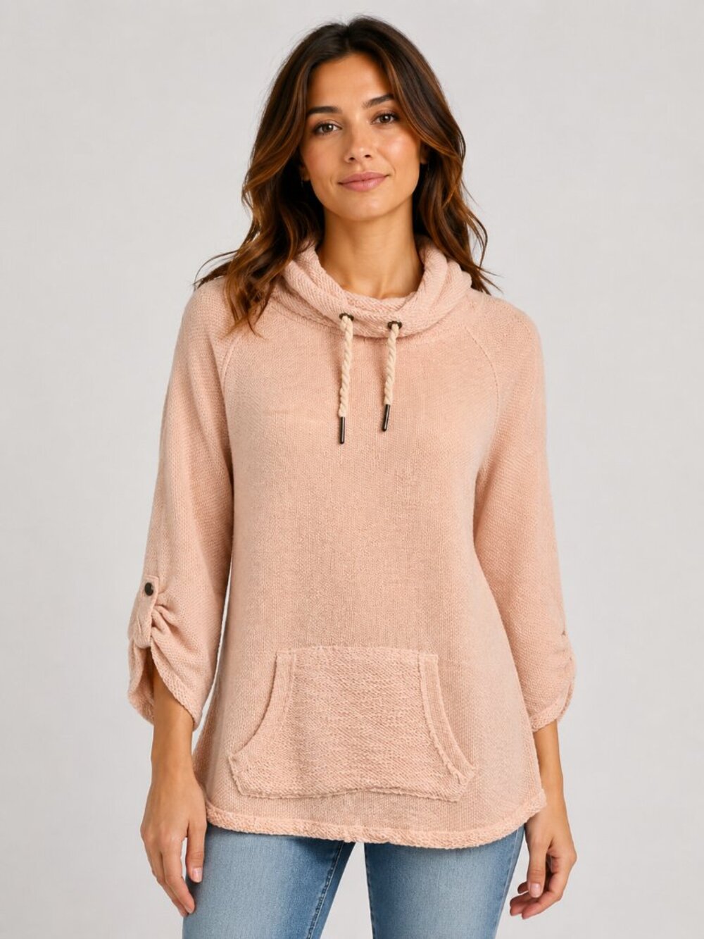 Kensie Performance Blush Cowl Neck Tunic Sweatshirt Size M